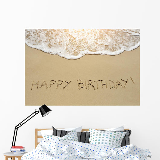 Happy Birthday Written Sand Wall Decal