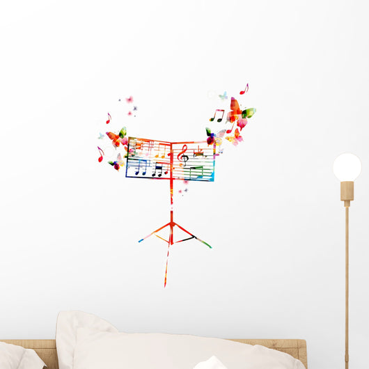 Colorful Music Stand with Wall Decal