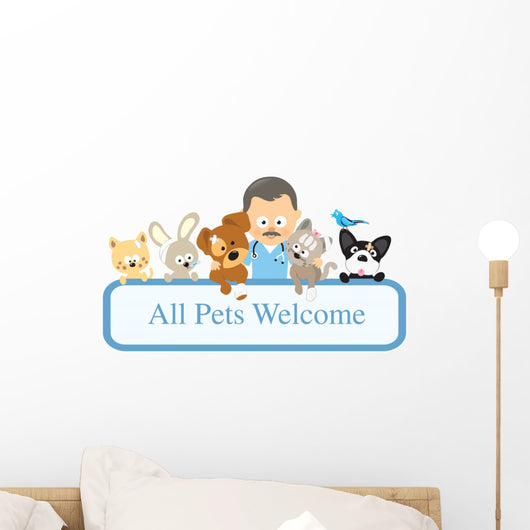 Vet Pets Holding Sign Wall Decal