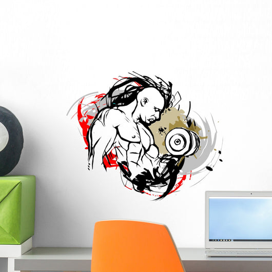 Bodybuilder Illustration Wall Decal