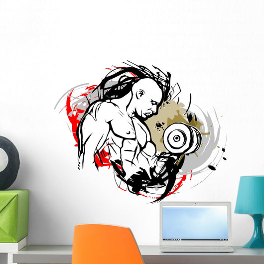 Bodybuilder Illustration Wall Decal