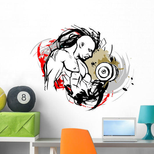 Bodybuilder Illustration Wall Decal