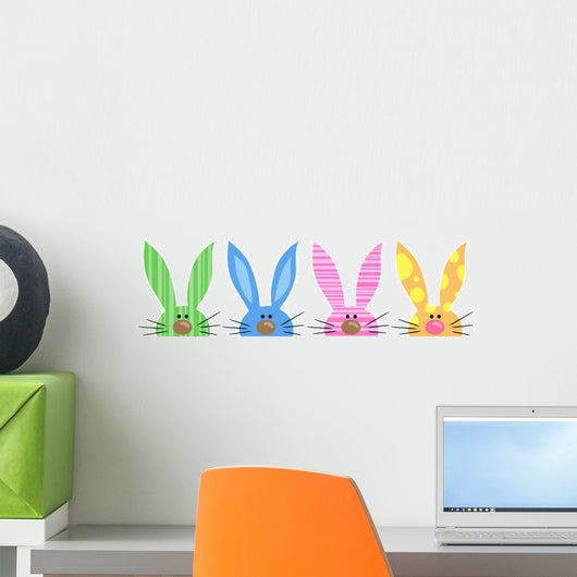 Happy Easter Pastel Bunny Wall Decal Sticker Set Wall Decal