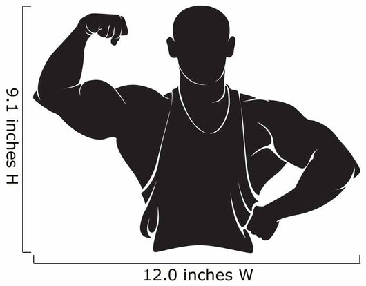 Bodybuilder Vector Silhouette White Wall Decal