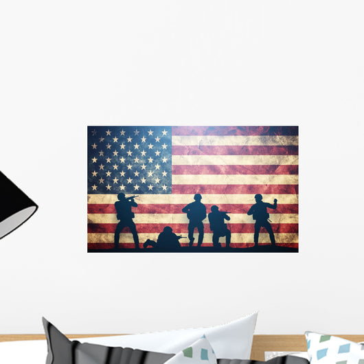 Defending Soldiers American Flag Wall Decal
