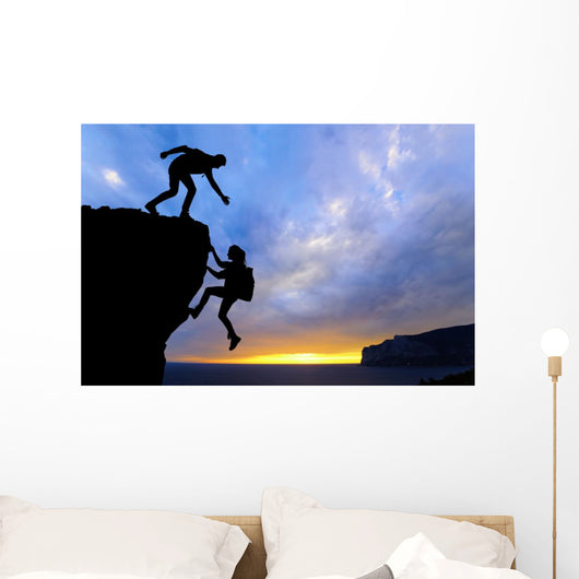 Teamwork Two Men Travelers Wall Decal Design 3