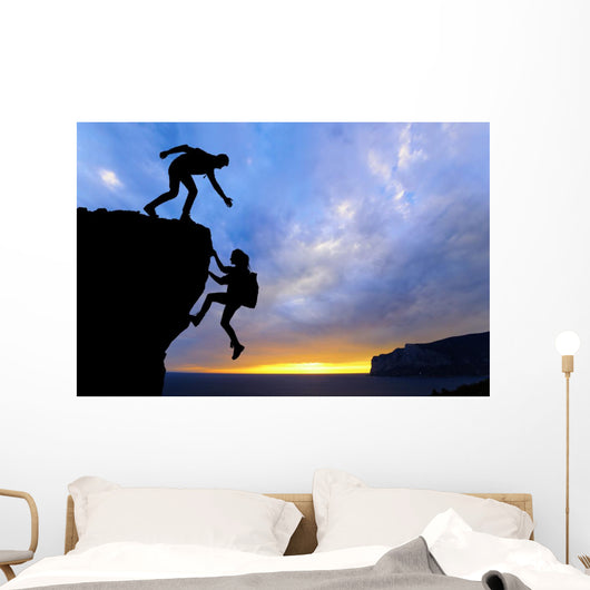 Teamwork Two Men Travelers Wall Decal Design 3