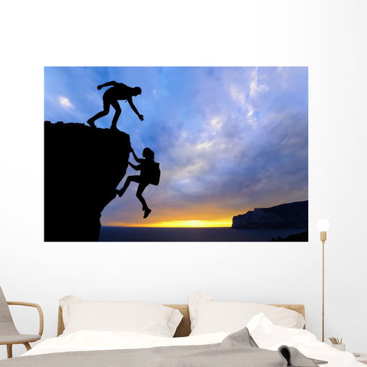 Teamwork Two Men Travelers Wall Decal Design 3