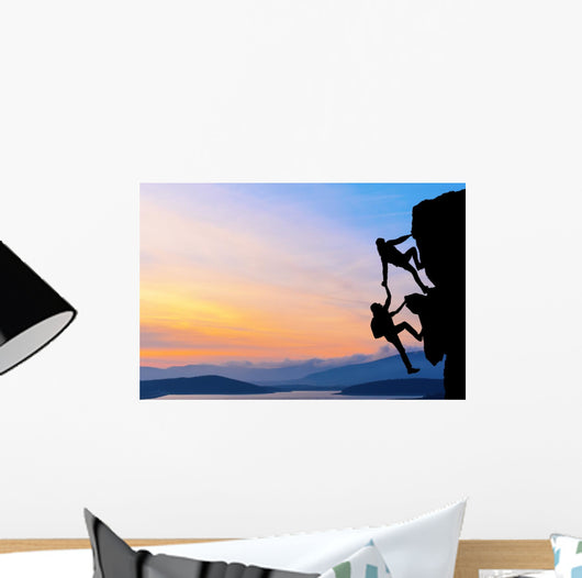 Teamwork Two Men Travelers Wall Decal Design 2