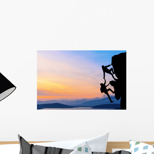 Teamwork Two Men Travelers Wall Decal Design 2