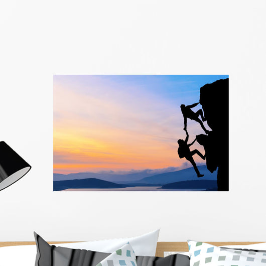 Teamwork Two Men Travelers Wall Decal Design 2