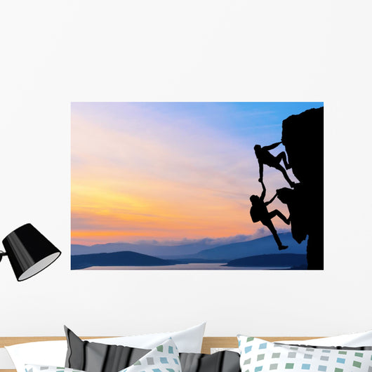 Teamwork Two Men Travelers Wall Decal Design 2