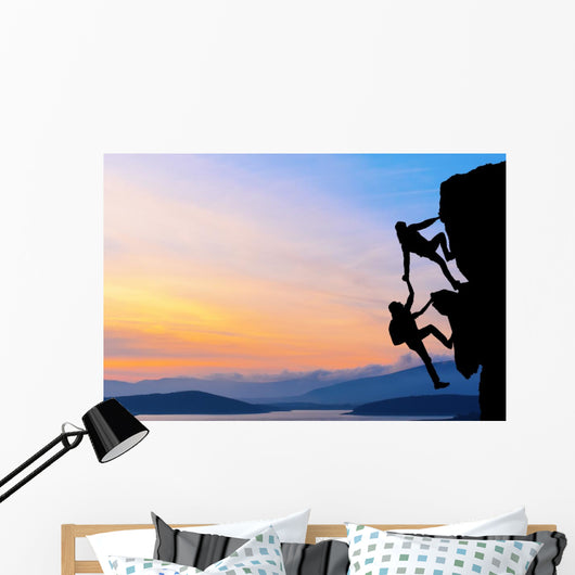 Teamwork Two Men Travelers Wall Decal Design 2