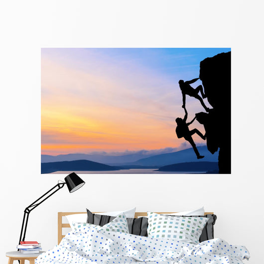 Teamwork Two Men Travelers Wall Decal Design 2
