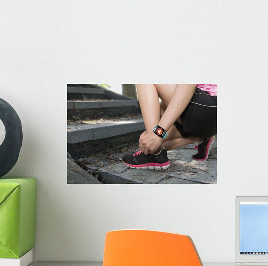 Sport Woman Tying Shoelaces Wall Decal