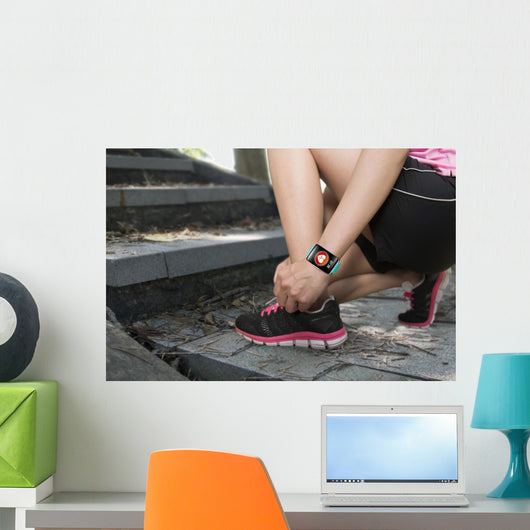 Sport Woman Tying Shoelaces Wall Decal