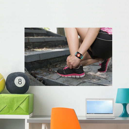 Sport Woman Tying Shoelaces Wall Decal