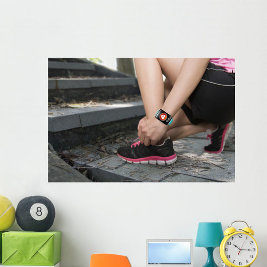 Sport Woman Tying Shoelaces Wall Decal