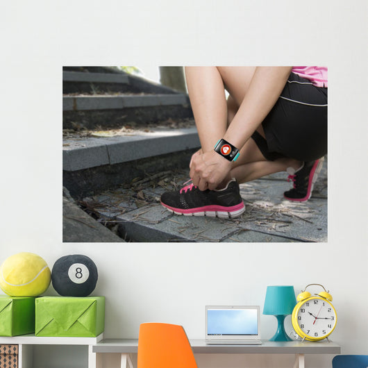 Sport Woman Tying Shoelaces Wall Decal