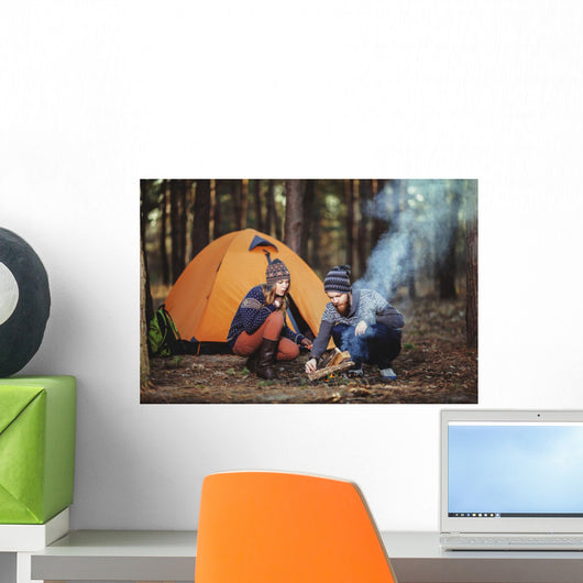 Couple Tent Camping Wilderness Wall Decal Design 2