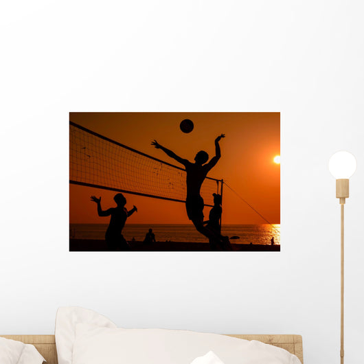 Beach Volleyball Silhouette Wall Decal Design 2