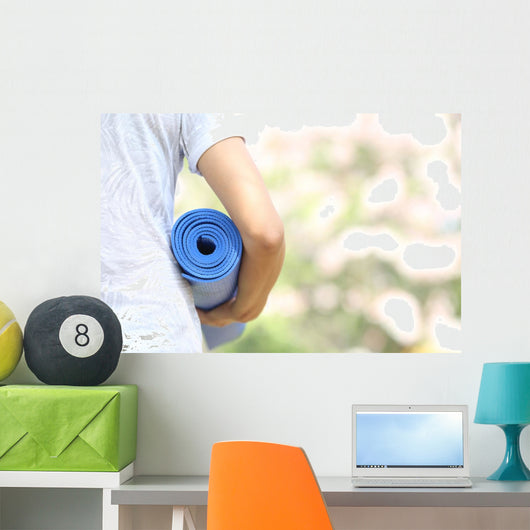 Young Woman Holding Yoga Wall Decal