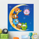 Owl Group Cartoon Moon Wall Decal
