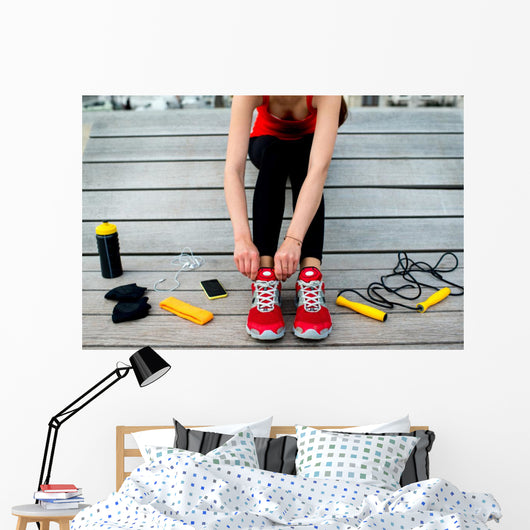Sport Woman Sunbed Wall Decal