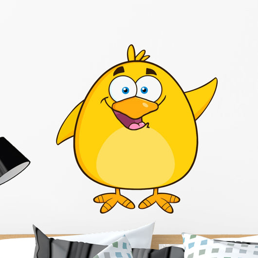 Happy Yellow Chick Cartoon Wall Decal