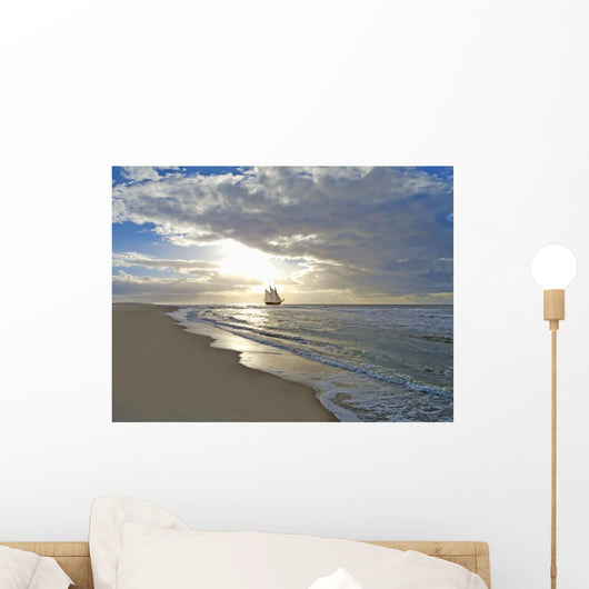 Strand Meer Segelschiff Und Wall Decal