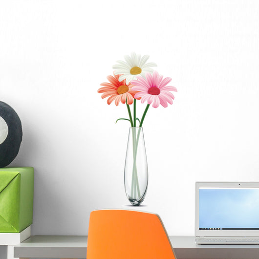 Daisy Glass Vase White Wall Decal