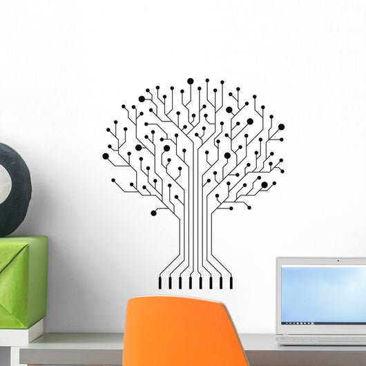Vector Circuit Board Tree Wall Decal Design 1