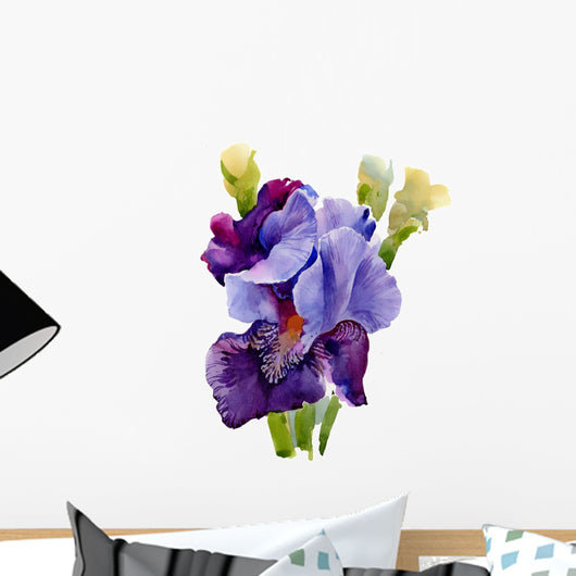 Beautiful Iris Painted Watercolor Wall Decal