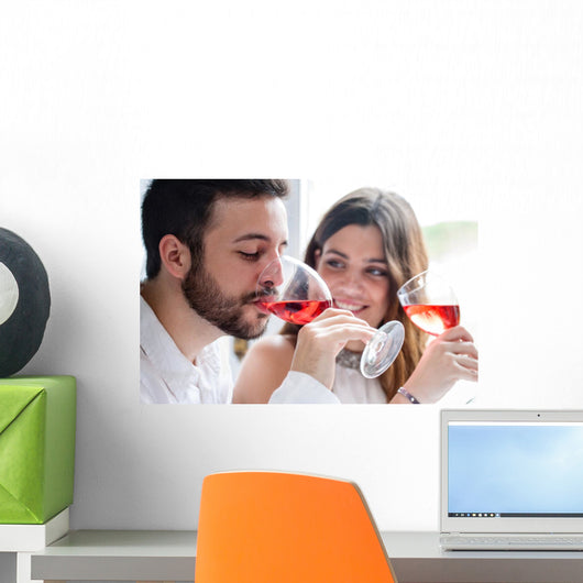 Couple Enjoying Wine Tasting Wall Decal