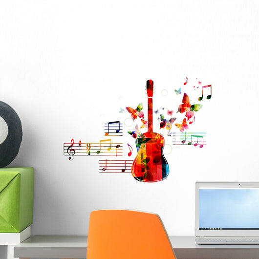 Colorful Guitar Design Wall Decal