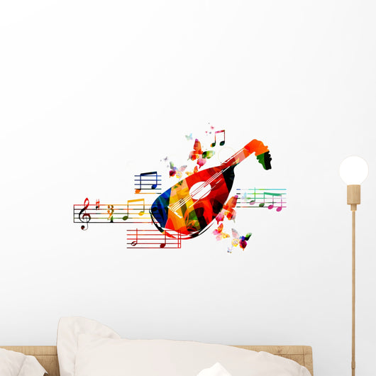 Colorful Lute Design Wall Decal