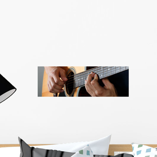 Acoustic Guitar Player Performing Wall Decal Panoramic Wall Decal