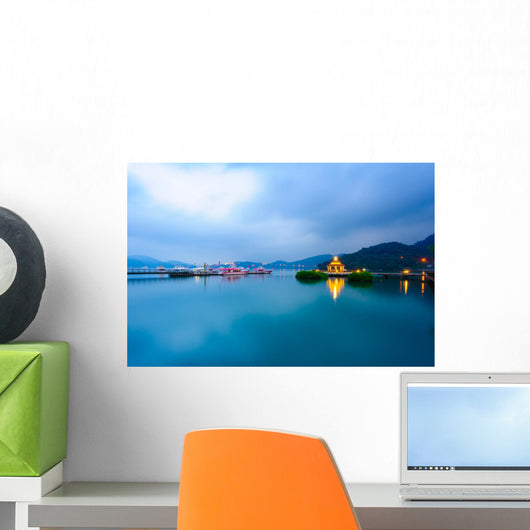 Landscape Sun Moon Lake Wall Decal
