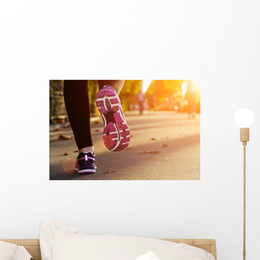 Fitness Girl Running Sunset Wall Decal