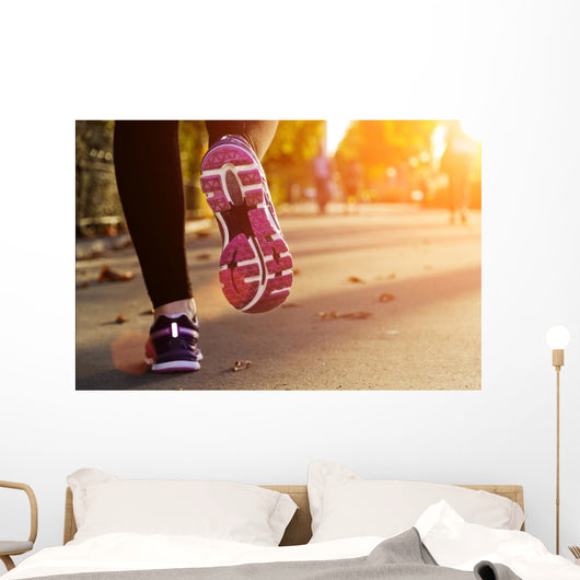 Fitness Girl Running Sunset Wall Decal