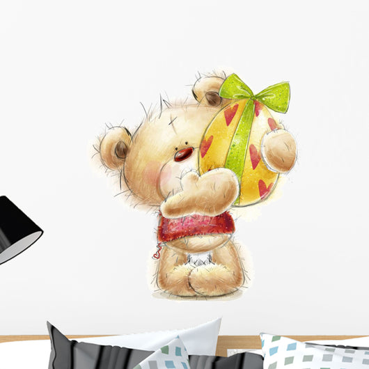 Teddy Bear with Easter Wall Decal