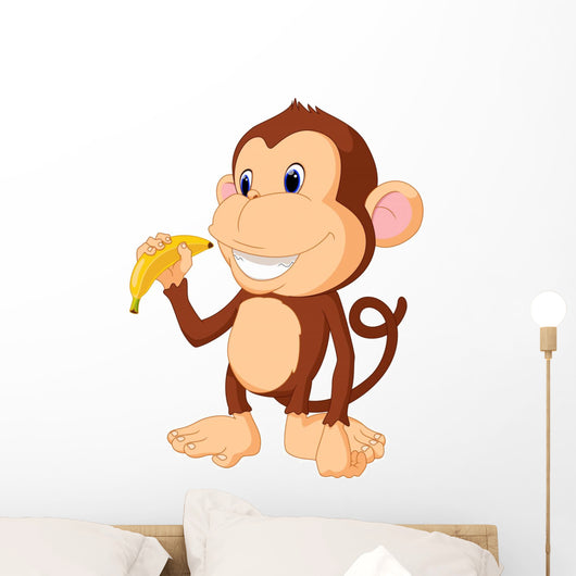 Illustration Funny Monkey Eat Wall Decal Design 1