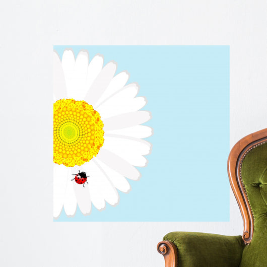 Ladybird Daisy Flower over Wall Decal