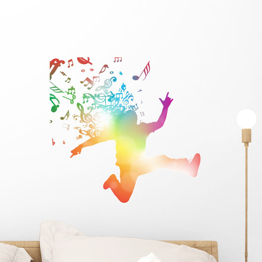 Abstract Man Jumping through Wall Decal