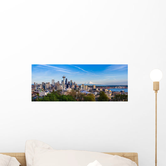 Panorama Seattle Downtown Skyline Wall Decal Panoramic Wall Decal