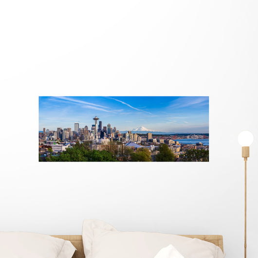 Panorama Seattle Downtown Skyline Wall Decal Panoramic Wall Decal
