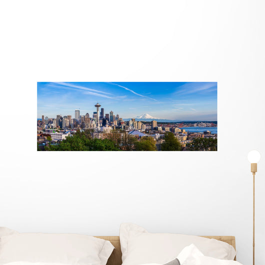 Panorama Seattle Downtown Skyline Wall Decal Panoramic Wall Decal