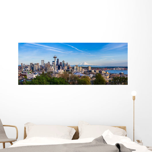 Panorama Seattle Downtown Skyline Wall Decal Panoramic Wall Decal