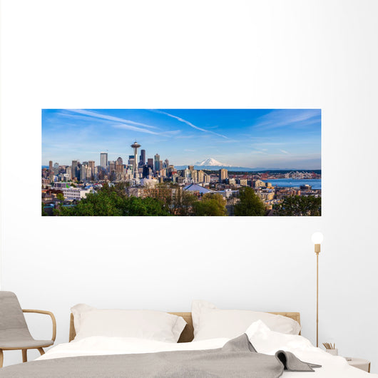 Panorama Seattle Downtown Skyline Wall Decal Panoramic Wall Decal