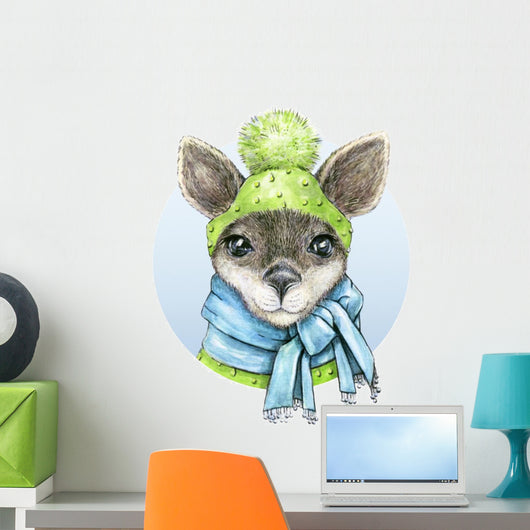 Little Kangaroo Watercolor Drawing Wall Decal